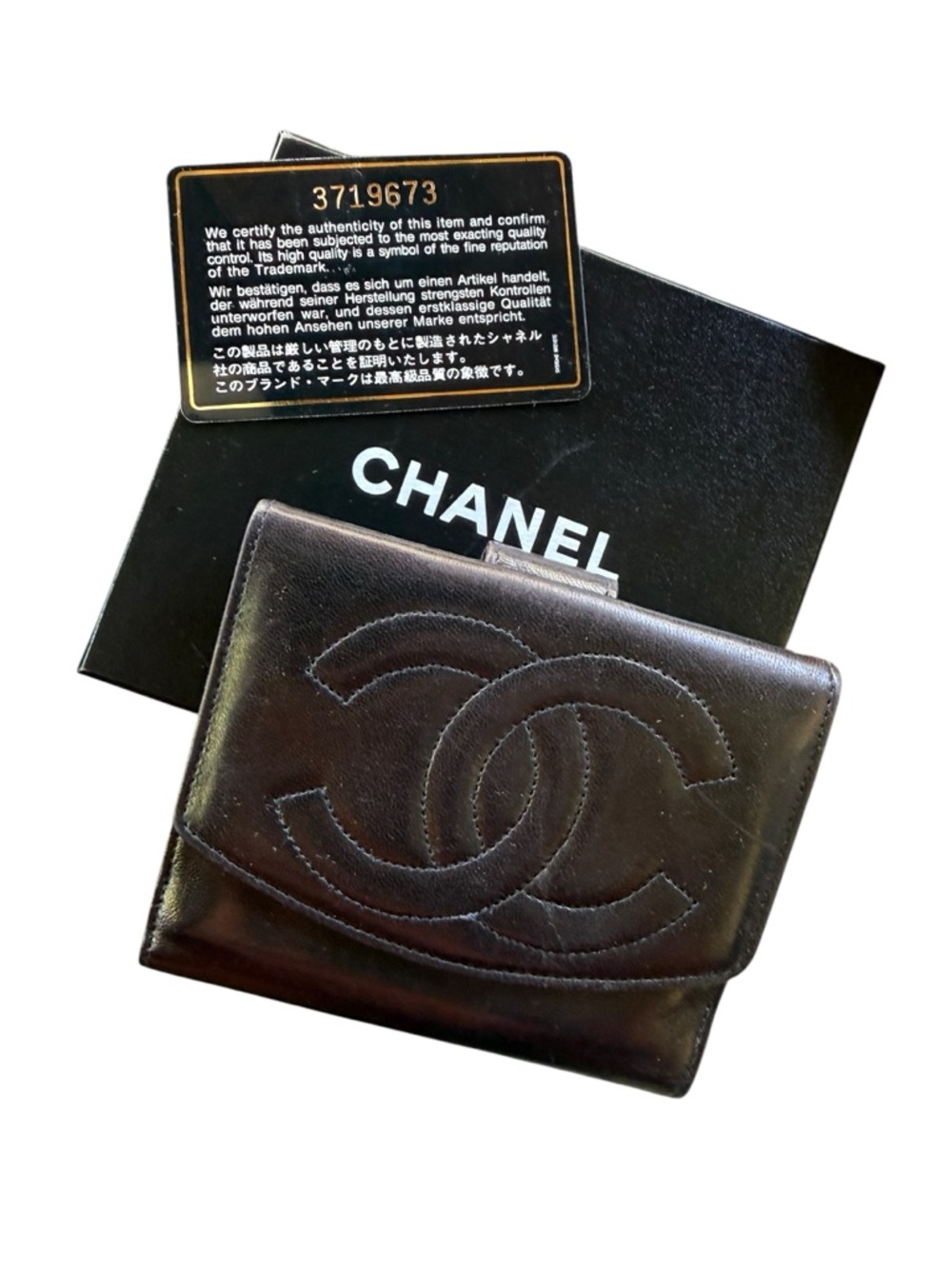 Chanel Black Small Black Wallet Includes Black Card & Box w/Unbranded Gold Chain - Picture 2 of 16